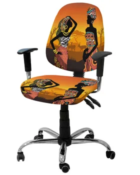 Африканские женщины в этническом стиле, Черные женщины, Эластичный чехол для компьютерного кресла, Съемный чехол для офисного кресла, Разрезные чехлы для сидений