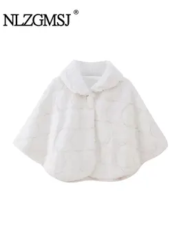 Женский плащ Nlzgmsj TRAF Harajuku, Осенне-зимнее теплое пальто в белую полоску, женское пальто, уличная верхняя одежда