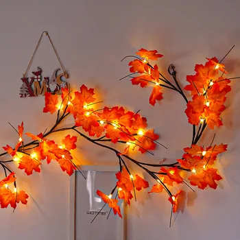 1,5 м 45LED на День Благодарения, Хэллоуин, Кленовые листья, светодиодные лозы, ветки деревьев для домашнего декора, светильники из ротанга для спальни на стене