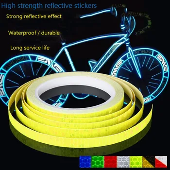 1 см x 8 м Стайлинг автомобиля, велосипедные светоотражающие наклейки, Велосипедная флуоресцентная светоотражающая лента, Велосипедная Клейкая лента, Защитная наклейка для декора