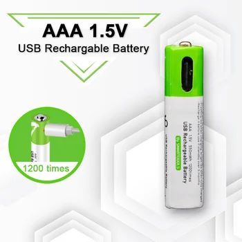 100% Новый Литий-ионный Аккумулятор Большой Емкости 1.5 V AAA 550 МВтч USB Type-C для Беспроводной Мыши с Дистанционным Управлением + Кабель