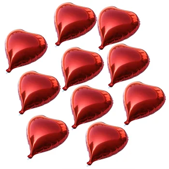 10шт Воздушных шариков в виде сердечек, Вечеринка из красной фольги с гелиевыми шарами на веревках на День Святого Валентина, Свадьба, Помолвка