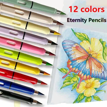 12 Цветных Карандашей Eternity, Стираемые цветные Карандаши Infinity, Мелки для рисования, школьные принадлежности для рисования