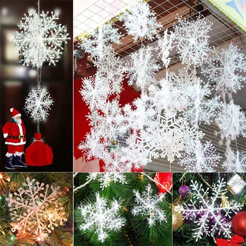 12 шт. елочные украшения Белые снежинки украшения для окон Рождественская вечеринка для дома Кухня искусственный снег новогодние подарки