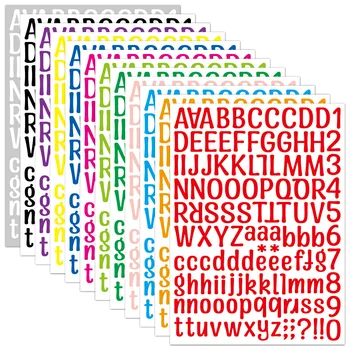 12ШТ Наклеек с алфавитом, красочная комбинация букв и цифр, украшение чашки своими руками, водонепроницаемые наклейки, наклейки для подарочной упаковки