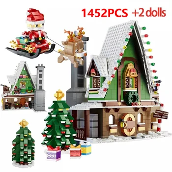 1452шт Городские друзья Зимний Снежный дом Санта Клаус Строительный блок Снегоход Рождественская елка Фигурки Кирпичи Рождественская игрушка для детей