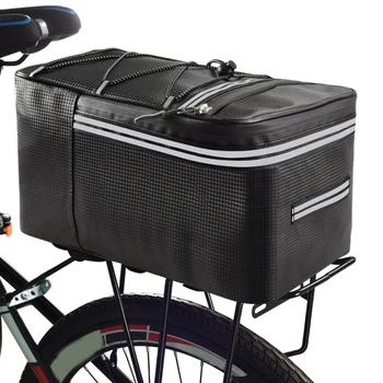 15-литровая сумка для велосипедной полки, водонепроницаемая Велосипедная Задняя стойка для хранения багажа со светоотражающими полосками и застежкой-молнией, эластичный ремешок из искусственной кожи с несколькими карманами
