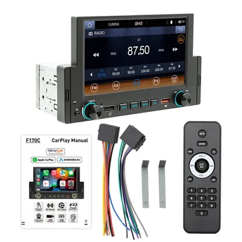 1Din 6,2-дюймовый экран CarPlay Android-Автомагнитола, Стереосистема Bluetooth MP5 Плеер, FM-приемник 2USB, Аудиосистема, Головное устройство A