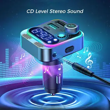 2023 Bluetooth 5,3 FM-Передатчик для Автомобиля, Более Мощный Двойной Микрофон, Глубокий Басовый Звук 48 Вт, PD и QC3.0, Автомобильное Зарядное Устройство, Bluetooth-Адаптер X0X6