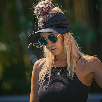 2023 Женская летняя солнцезащитная шляпа, Новая модная женская пляжная шляпа с конским хвостом, эластичные солнцезащитные шляпы для женщин