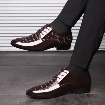 2023 Классические Мужские Туфли из Лакированной Кожи, Повседневная Деловая Обувь На шнуровке, Официальная Офисная Рабочая Обувь для Мужской Вечеринки, Свадебные Оксфорды