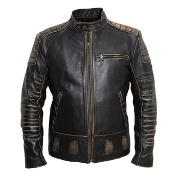 2023 Новая винтажная мотоциклетная куртка, мужская кожаная куртка из 100% воловьей кожи, куртки из натуральной кожи, мужское байкерское пальто, мотокуртка 5XL