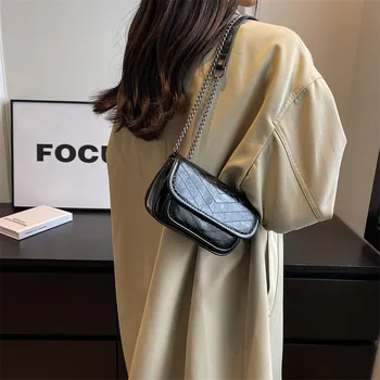 2023 Новая сумка через плечо в стиле Lingge, женская сумка, популярный модный дизайн с цепочкой, маленькая квадратная сумка, кошельки и сумочки
