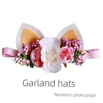 2023 Реквизит для фотосъемки в виде шляпы с венком, детская шляпка ручной работы с цветами для реквизита новорожденных