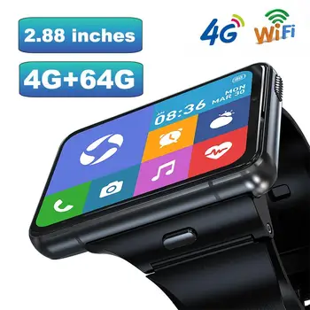 2023 Смарт-часы-телефон 4G LTE 4 + 64GB Smartwatch 2,88-дюймовый Экран Мужские Часы 2300mAh Двойная Камера Разблокировка лица GPS WIFI Android 9