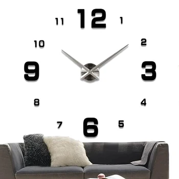 2023 Современные настенные часы 3D DIY Акриловая зеркальная наклейка для домашнего декора гостиной Большие цифровые часы кварцевые игольчатые подвесные часы