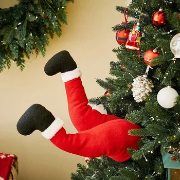 2024 Украшение рождественской елки Рождественские Ножки Санта-Клауса Домашний декор плюшевой куклы Домашние подвесные украшения Забавный кулон с ножками гнома Эльфа