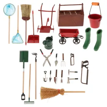 25x Миниатюрные садовые инструменты, садовые инструменты для миниатюрного кукольного домика, садовые инструменты для кухни, столовой, Аксессуары для кукольного домика Возрастом от 3 лет