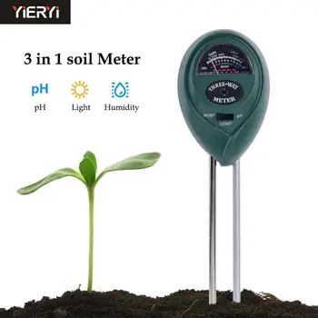 3 В 1 Увлажнитель почвы, измеритель влажности, солнечного света, PH-метр, кислотность воды в почве, влажность, Тест PH света, Садовые растения, цветы, тестер влажности