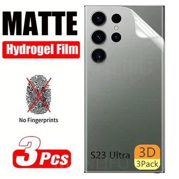 3 Упаковки для Samsung Galaxy S23 Ultra Back Matte Protector 3D Изогнутая Гидрогелевая Пленка S21 S22 S23 Ultra 5G Задняя Защитная Пленка Полное Покрытие