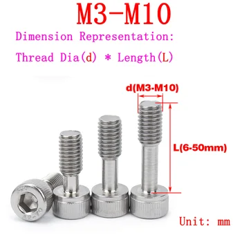 304 Болта с шестигранной головкой из нержавеющей стали с короткой головкой для защиты от выпадения половинных зубьев M3-M10