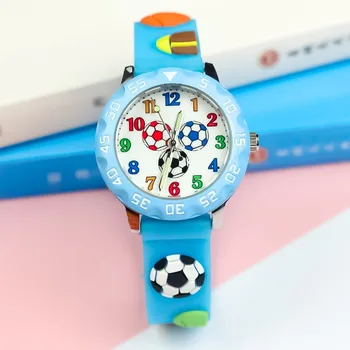 3D Мультяшный кожаный футбольный дизайн Детские часы для девочек Студенческие часы Relogio Kol Saati