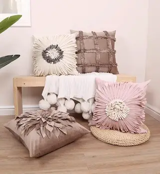 3D цветочная наволочка ручной работы, чехол для прикроватной подушки в гостиной, спальне