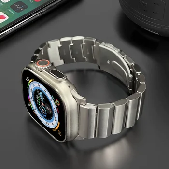 49 мм Твердый Титановый Ремешок для Apple Watch Band 49 мм 45 мм 44 мм 42 мм Роскошный браслет-звено для iWatch Ultra 8 7 6 5 4 Se Браслет
