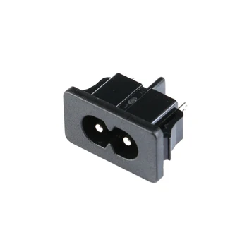 5шт штекер AC250V 2.5A IEC320 C8 с 2 контактами черного цвета, встроенная панель розетки для ввода питания