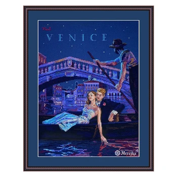 Amishop Высококачественный Красивый Набор для вышивания счетным крестом Посетите Венецию, Пара на лодке, Ночной Город, Городская Вышивка Merejka K-181
