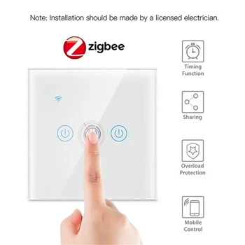 Aubess Zigbee Smart Switch Нужен нейтральный провод, умный выключатель света ЕС, управление приложением Tuya Smart Life Поддерживает Alexa Google Home