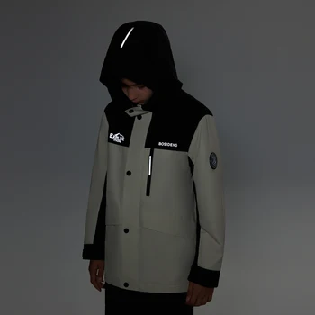 BOSIDENG 2023, новая зимняя куртка для мальчиков, водонепроницаемая, ветрозащитная, со светоотражающим принтом в стиле пэчворк, 30132340