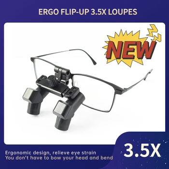 Burite Новый Эргономичный дизайн 3.5X Ergo Prism Flip-up 3.5 Лупы Стоматологические ЛОР-Хирургические Увеличительные стекла (ERGO-F-3.5X)