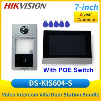 DS-KIS604-S Комплект Видеодомофона Hikvision Door Station Bundle Kit с Экраном Монитора Дверной Звонок POE Переключатель