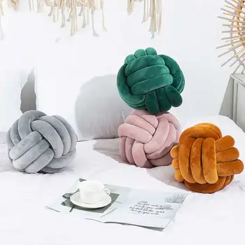 EIFLOY Nordic Мягкая бархатная подушка с узлом-шариком, круглые Декоративные подушки ручной работы для дивана, автомобиля, патио, детской игрушки, спальни