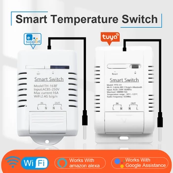 Ewelink Tuya TH-16WIFI Всепогодный датчик температуры Термостат Интеллектуальный переключатель управления DS18B20 Монитор Alexa Google