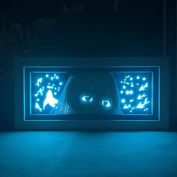 Kokomi 3d Led Light Box для Декора Спальни Night Light Подарок На День Рождения 3d Вырезанная Из Бумаги Теневая Коробка Genshin Impact Lamp Dropshipping