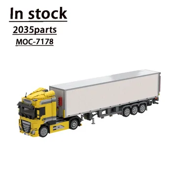 MOC-7178 + MOC-7517 Многоцветная серия Сборных моделей тяжелых грузовиков и прицепов, модель строительного блока, подарок для детей на День рождения, игрушка