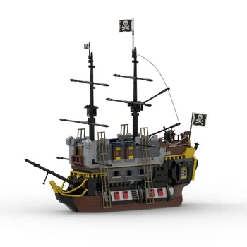 MOC Creative Expert Ideas Средневековый Пиратский Корабль Модель Лодки Строительные Блоки Кирпичи Просветите DIY Забавные Игрушки Для Детских подарков