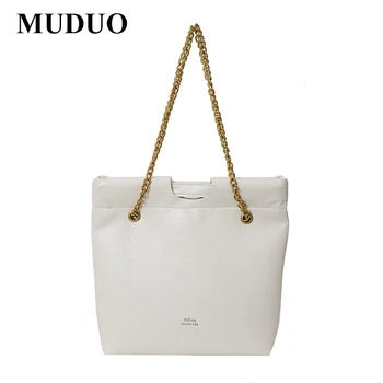 MUDUO 2023 Большие сумки через плечо из искусственной кожи для женщин, винтажные однотонные простые сумки большой емкости, дорожная сумка-тоут