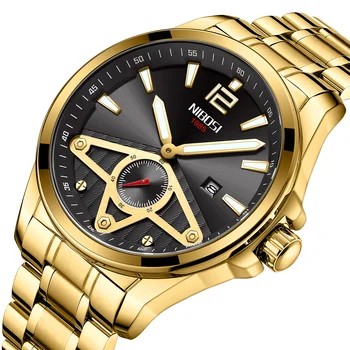 NIBOSI 2023 Лучший бренд класса люкс, уникальные мужские часы, водонепроницаемые часы с датой, золотые часы для мужчин, кварцевые наручные часы Relogio Masculino