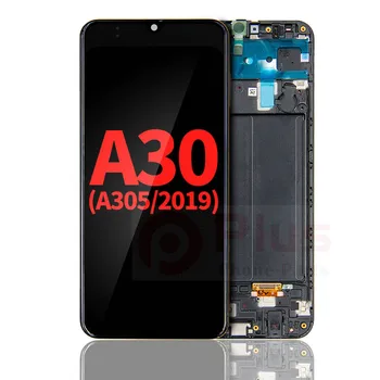 OLED-дисплей в сборе со сменной рамкой для Samsung Galaxy A30 (A305/2019) (Aftermarket Plus) (черный)