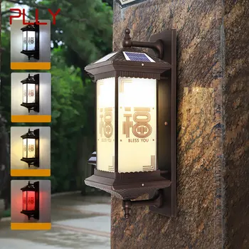 PLLY Уличный солнечный настенный светильник Креативный Китайский светильник-бра LED Водонепроницаемый IP65 для дома, виллы, балкона, двора