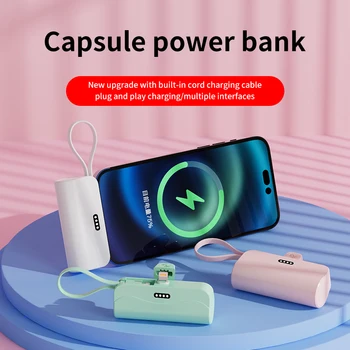 Power Bank Портативное зарядное устройство емкостью 5000 мАч Быстрая зарядка телефона Запасной внешний аккумулятор Mini PoverBank для iPhone Xiaomi Samsung Huawei