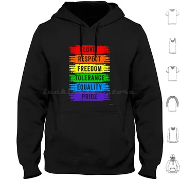 Pride Толстовка с капюшоном из хлопка с длинным рукавом Pride Pride Love Rainbow Права бисексуалов и квиров на равенство Радужный Флаг Флаг брака Love Is