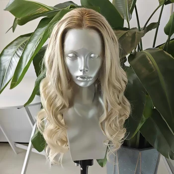 RONGDUOYI Ombre Blonde Body Wave Синтетический парик с натуральной линией роста волос, длинные волосы, бесклеевые парики на кружеве спереди, для косплея, вечерние, женское использование