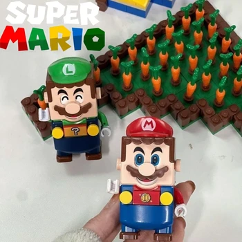 Super Mario Bros Blocks Luigi Buliding Blocks Экшн Мультяшные Игрушечные Фигурки В Сборе Игрушки mark box Куклы Детям Подарки На День Рождения