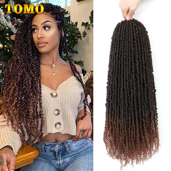TOMO Bomb Twist Вязаные крючком волосы 14-24 дюймов Mini Passion Twist Синтетическое плетение для наращивания волос для женщин Омбре Весенний твист Волос