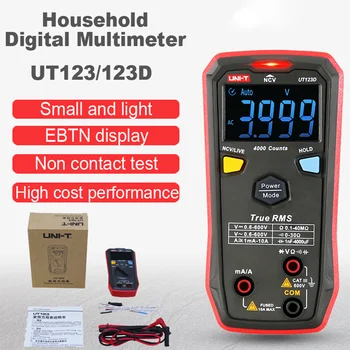 UNI T UT123 UT123D Цифровой Мультиметр-Тестер, Автоматический Измеритель температуры переменного постоянного тока, Вольтметр, Измеритель частоты емкости Mini