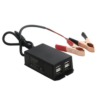 USB-адаптер питания с зажимом для аккумулятора 4-портовая USB-зарядная станция для автомобиля мотоцикла A70F